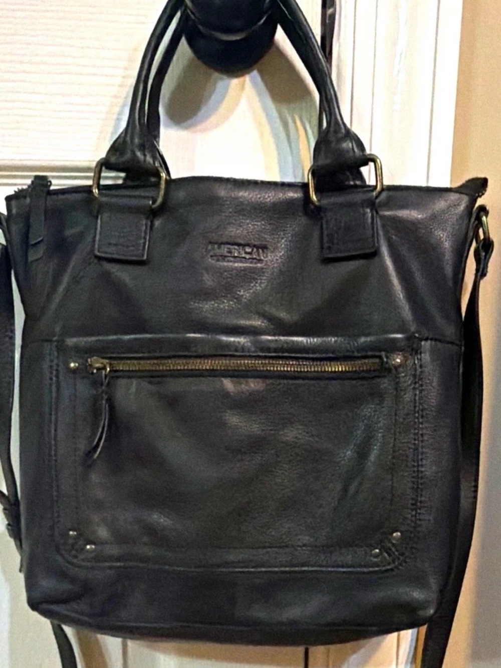 American Leather Co. Black Soft Leather Crossbody Bag